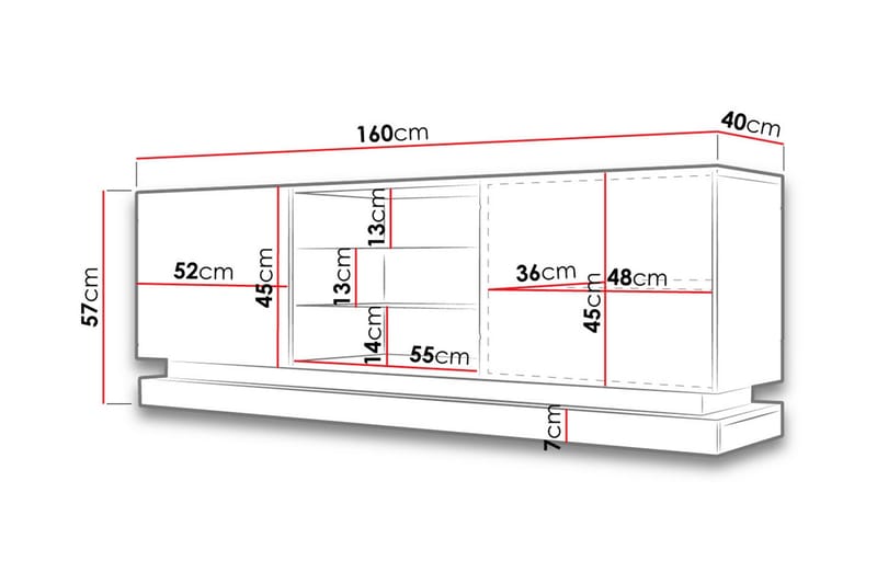 Qiu TV-Bord 160 cm - Hvid Højglans - Møbler - TV borde & mediemøbler - TV-borde