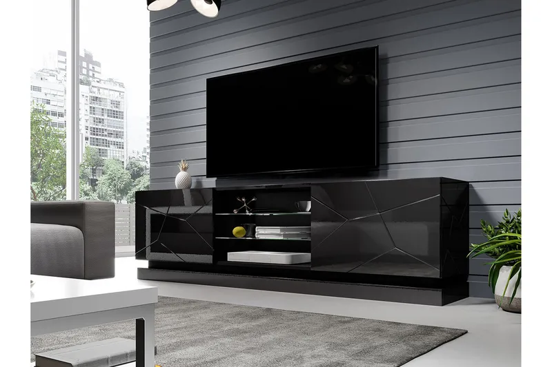 Qiu TV-Bord 200 cm - Sort - Møbler - TV borde & mediemøbler - TV-borde
