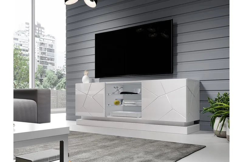 Qiu TV-Bord 40x160 cm - Hvid/Højglans - Møbler - TV borde & mediemøbler - TV-borde