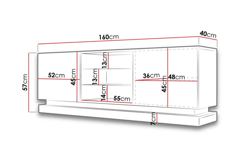 Qiu TV-Bord 40x160 cm - Hvid/Højglans - TV-borde