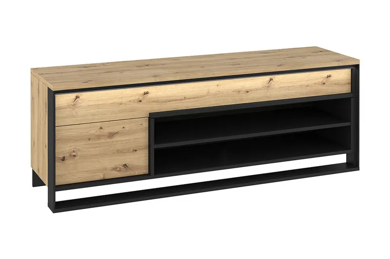 Quant Gulvstående Tv-bord 155 cm med Opbevaring i Lyst Træ, Beige
