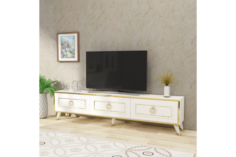 Rame TV-Bord 180 cm - Guld/Hvid - Møbler - TV borde & mediemøbler - TV-borde