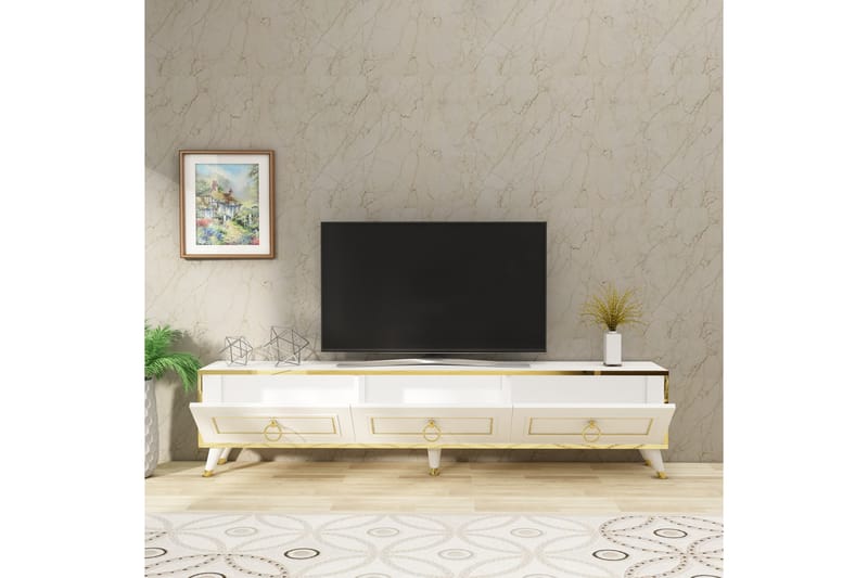 Rame TV-Bord 180 cm - Guld/Hvid - Møbler - TV borde & mediemøbler - TV-borde