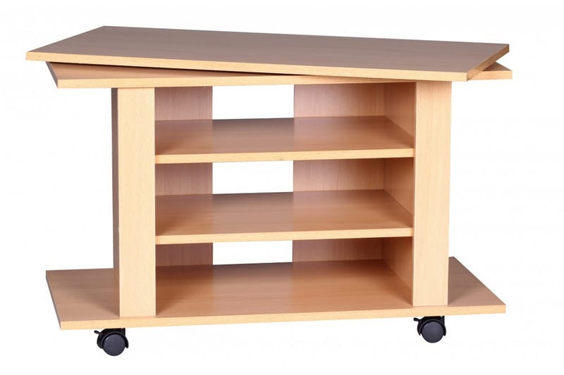 Reeti Gulvstående TV-bænk 75 cm med Hjul og Opbevaring i Lyst Træ - Beige - Møbler - TV borde & mediemøbler - TV-borde