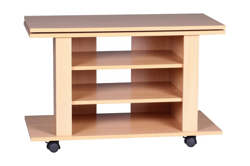 Reeti Gulvstående TV-bænk 75 cm med Hjul og Opbevaring i Lyst Træ, Beige