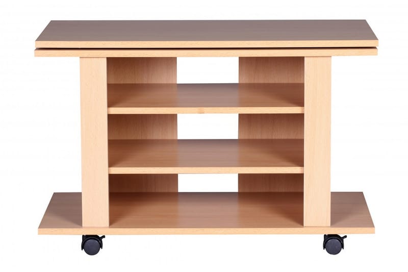 Reeti Gulvstående TV-bænk 75 cm med Hjul og Opbevaring i Lyst Træ - Beige - Møbler - TV borde & mediemøbler - TV-borde