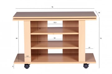 Reeti Gulvstående TV-bænk 75 cm med Hjul og Opbevaring i Lyst Træ - Beige - Møbler - TV borde & mediemøbler - TV-borde