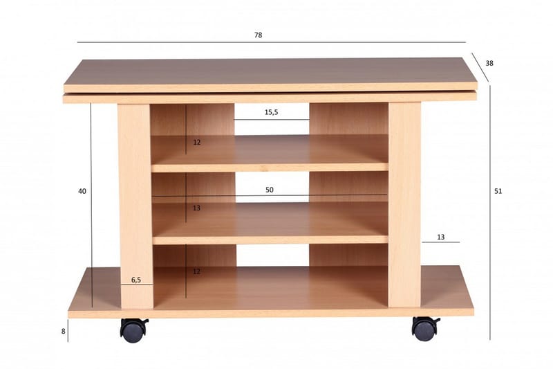 Reeti Gulvstående TV-bænk 75 cm med Hjul og Opbevaring i Lyst Træ - Beige - Møbler - TV borde & mediemøbler - TV-borde