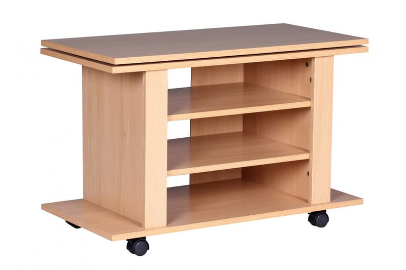 Reeti Gulvstående TV-bænk 75 cm med Hjul og Opbevaring i Lyst Træ - Beige - Møbler - TV borde & mediemøbler - TV-borde