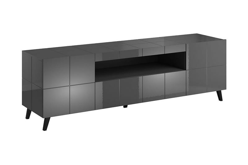 Reja TV-Bord 184 cm + LED - Grå højglans/hvid LED - TV-borde