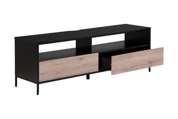 Revelle Fritstående TV-bord 150 cm med Opbevaring i Lyst Træ - Sort - Møbler - TV borde & mediemøbler - TV-borde