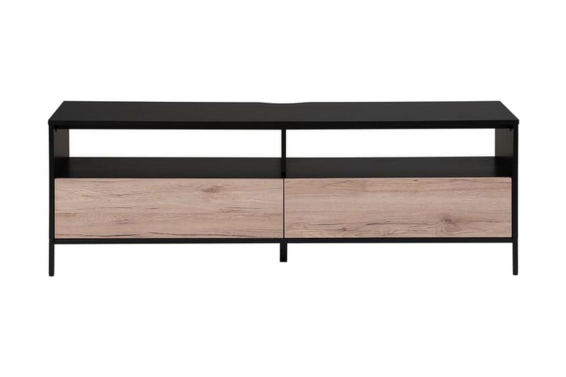 Revelle Fritstående TV-bord 150 cm med Opbevaring i Lyst Træ - Sort - Møbler - TV borde & mediemøbler - TV-borde