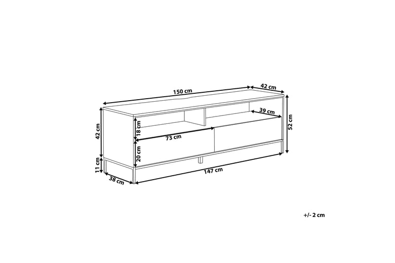 Revelle TV-Bord 150 cm med LED - Hvid - TV-borde