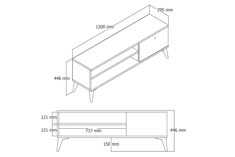 Reyne TV-bord 120 cm - Hvid - TV-borde