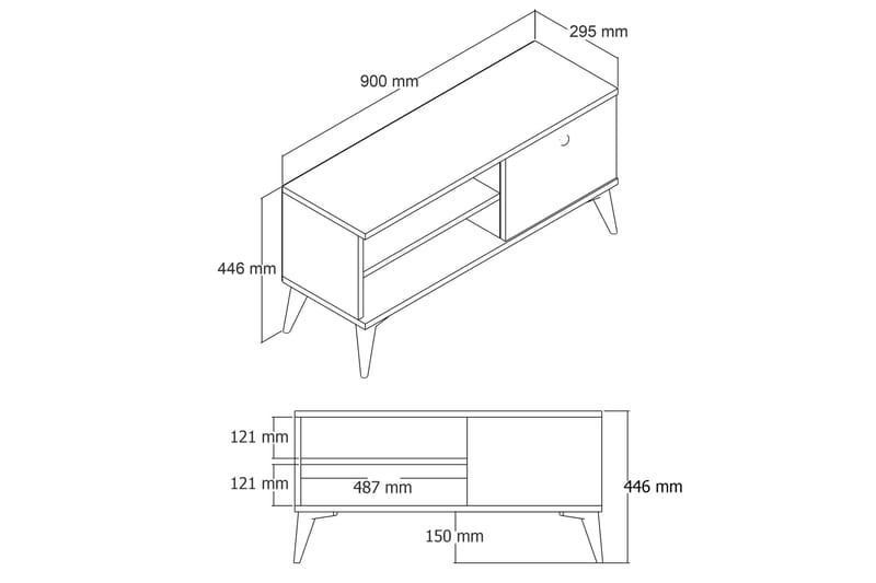 Reyne TV-bord 90 cm - Hvid - TV-borde