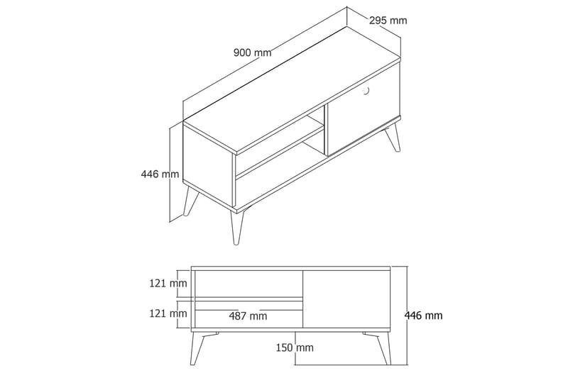 Reyne TV-bord 90 cm - Valnød - TV-borde