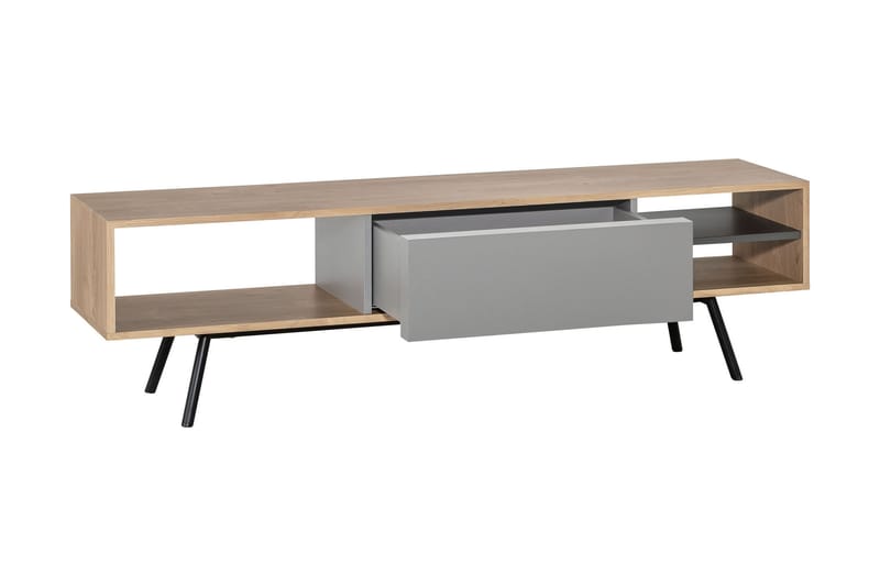 Ribbon TV-Bord 160 cm med Opbevaring Træ/Natur/Grå/Sort - VOX - Møbler - TV borde & mediemøbler - TV-borde