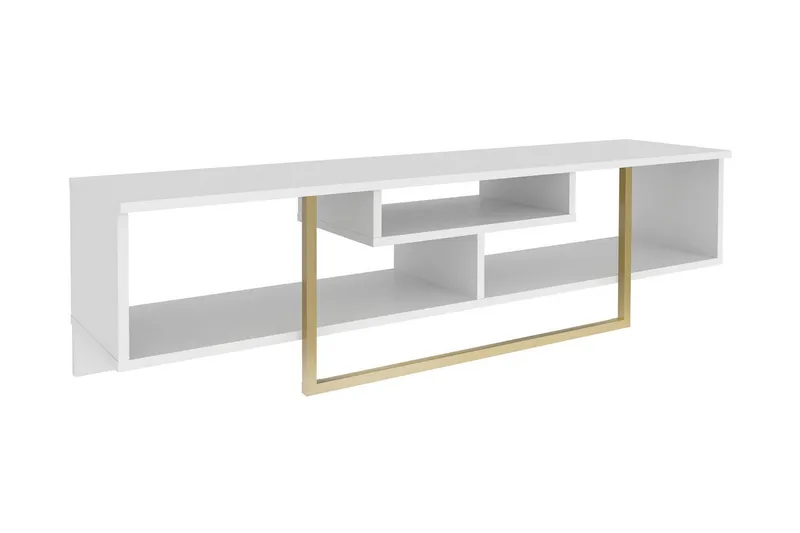 Rinorea Fritstående Tv-bord 150 cm med Opbevaring i Malet Træ, Hvid