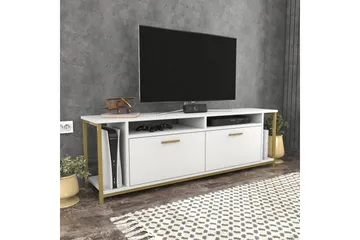 Rinorea Fritstående Tv-bord 160 cm med Opbevaring i Malet Træ - Hvid - Møbler - TV borde & mediemøbler - TV-borde