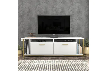 Rinorea Fritstående Tv-bord 160 cm med Opbevaring i Malet Træ - Hvid - Møbler - TV borde & mediemøbler - TV-borde