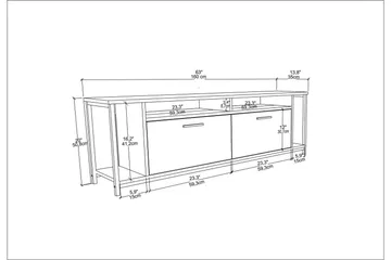 Rinorea Fritstående Tv-bord 160 cm med Opbevaring i Malet Træ - Hvid - Møbler - TV borde & mediemøbler - TV-borde