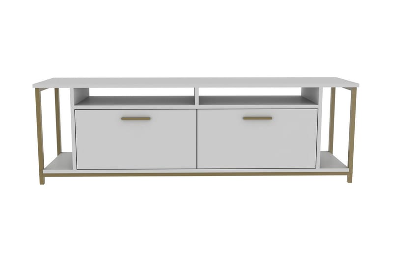 Rinorea Fritstående Tv-bord 160 cm med Opbevaring i Malet Træ - Hvid - Møbler - TV borde & mediemøbler - TV-borde