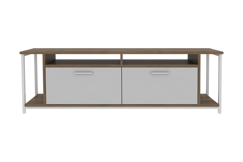 Rinorea Fritstående Tv-bord 160 cm med Opbevaring i Malet Træ - Hvid|Brun - Møbler - TV borde & mediemøbler - TV-borde