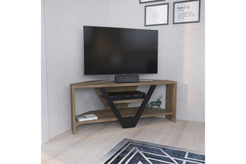 Rinorea Fritstående Tv-bord 90 cm med Opbevaring i Mørkt Træ - Brun - Møbler - TV borde & mediemøbler - TV-borde