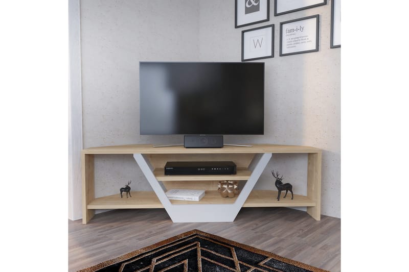Rinorea Gulvstående TV-bænk 120 cm med Opbevaring i Lyst Træ - Lysebrun - Møbler - TV borde & mediemøbler - TV-borde