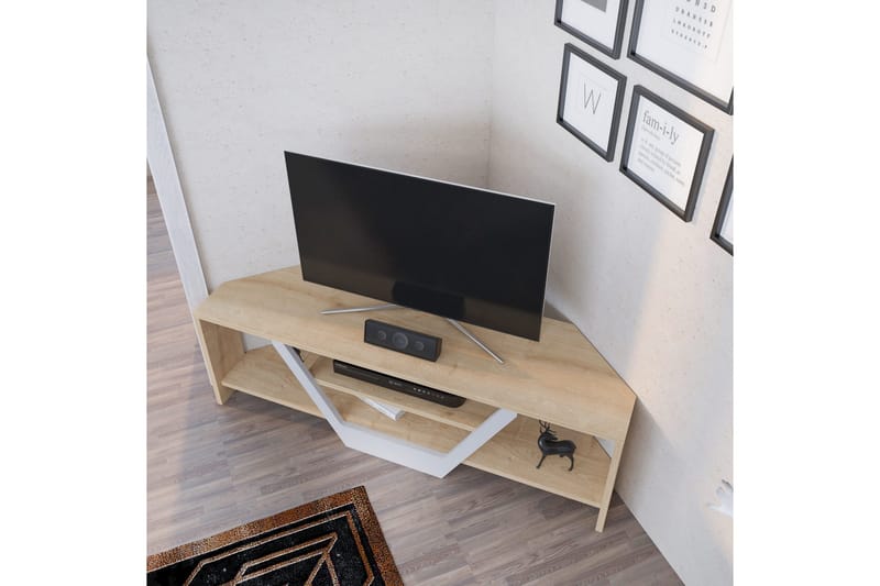 Rinorea Gulvstående TV-bænk 120 cm med Opbevaring i Lyst Træ - Lysebrun - Møbler - TV borde & mediemøbler - TV-borde