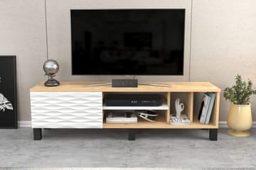Rinorea Gulvstående Tv-bænk 140 cm med Opbevaring i Eg - Lysebrun - Møbler - TV borde & mediemøbler - TV-borde
