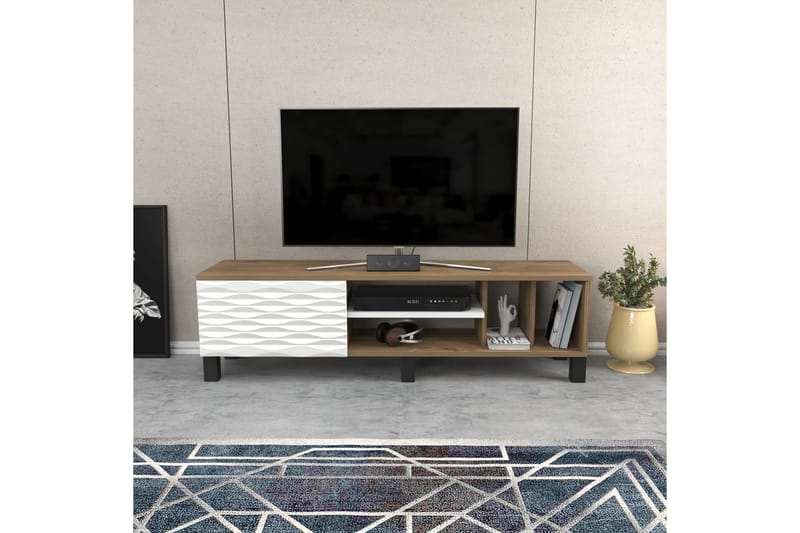 Rinorea Gulvstående TV-bænk 140 cm med Opbevaring i Mørkt Træ - Brun - Møbler - TV borde & mediemøbler - TV-borde