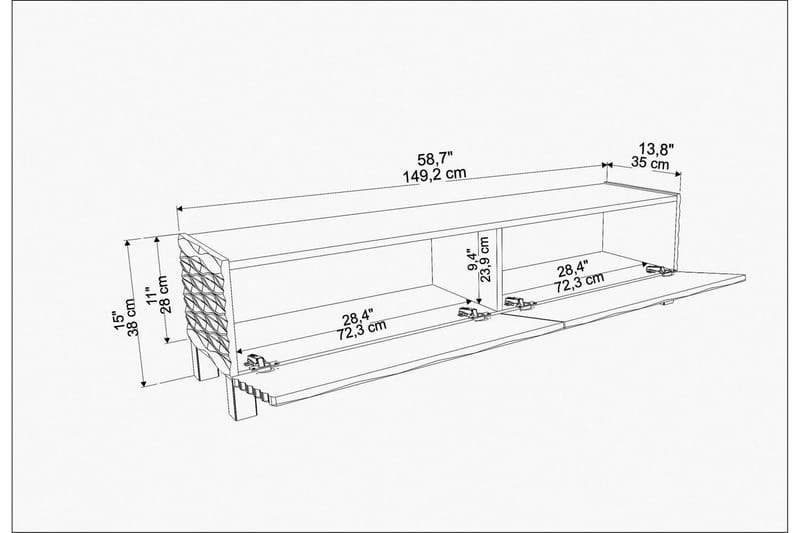 Rinorea Gulvstående TV-bænk 149,2x38 cm med Opbevaring i Eg - Hvid - Møbler - TV borde & mediemøbler - TV-borde