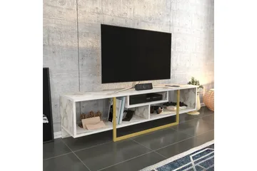 Rinorea Gulvstående TV-bænk 150 cm i Træ med Metalunderstel og Opbevaring - Hvid - Møbler - TV borde & mediemøbler - TV-borde