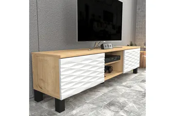 Rinorea Gulvstående TV-bænk 150 cm med Opbevaring i Eg - Hvid - Møbler - TV borde & mediemøbler - TV-borde