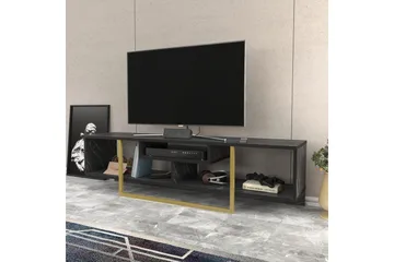 Rinorea Gulvstående TV-bænk 150 cm med Opbevaring i Malet Træ med Gulddetaljer - Sort - Møbler - TV borde & mediemøbler - TV-borde