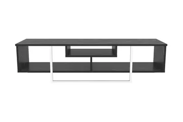 Rinorea Gulvstående TV-bænk 150 cm med Opbevaring i Malet Træ og Marmorlook - Sort - Møbler - TV borde & mediemøbler - TV-borde