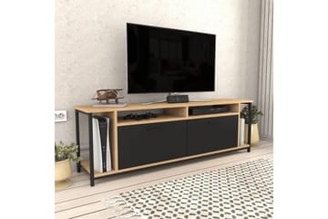 Rinorea Gulvstående TV-bænk 160 cm med Opbevaring i Mørkt Træ - Sort - Møbler - TV borde & mediemøbler - TV-borde