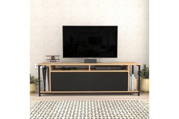 Rinorea Gulvstående TV-bænk 160 cm med Opbevaring i Mørkt Træ - Sort - Møbler - TV borde & mediemøbler - TV-borde
