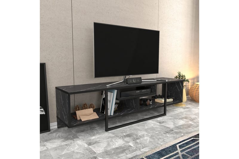 Rinorea Gulvstående Tv-bord 150 cm med Opbevaring i Malet Træ - Sort - Møbler - TV borde & mediemøbler - TV-borde