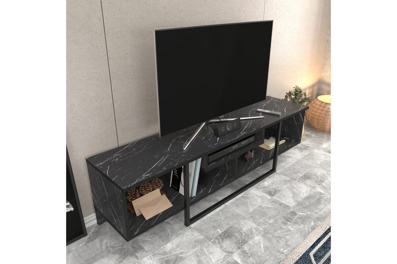 Rinorea Gulvstående Tv-bord 150 cm med Opbevaring i Malet Træ - Sort - Møbler - TV borde & mediemøbler - TV-borde