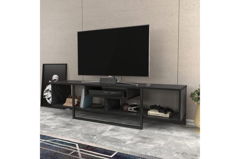 Rinorea Gulvstående Tv-bord 150 cm med Opbevaring i Malet Træ - Sort - Møbler - TV borde & mediemøbler - TV-borde