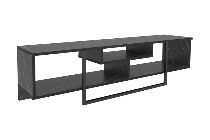 Rinorea Gulvstående Tv-bord 150 cm med Opbevaring i Malet Træ, Sort