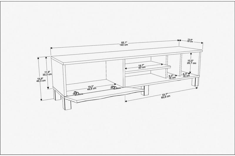 Rinorea TV-Bord 140x40,3 cm - Blå - TV-borde