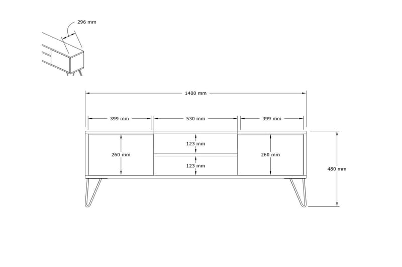 Rinorea TV-Bord 140x50 cm - Hvid - TV-borde