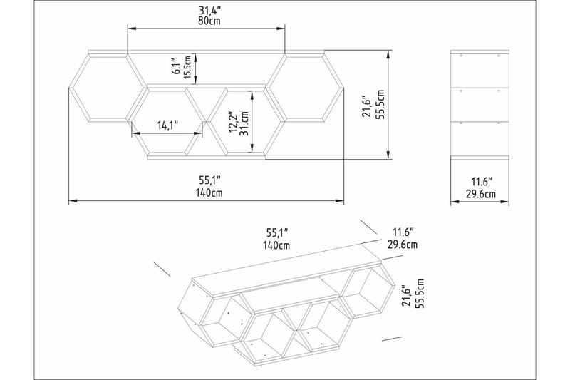 Rinorea TV-Bord 140x55,5 cm - Hvid - Møbler - TV borde & mediemøbler - TV-borde