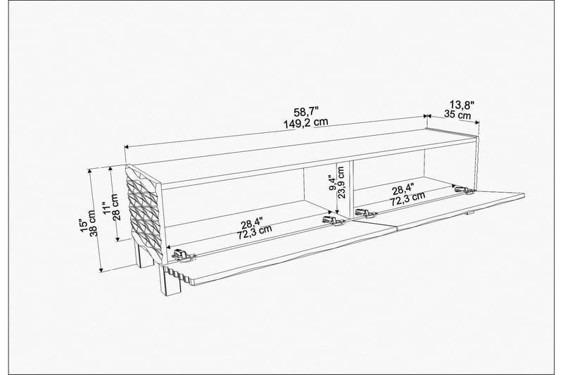 Rinorea TV-Bord 149,2x38 cm - Blå - TV-borde