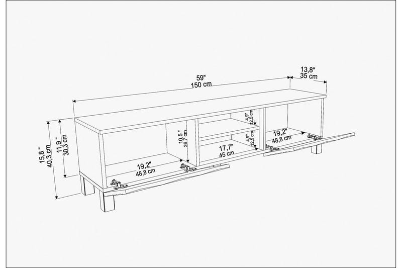 Rinorea TV-Bord 150x40,3 cm - Blå - TV-borde