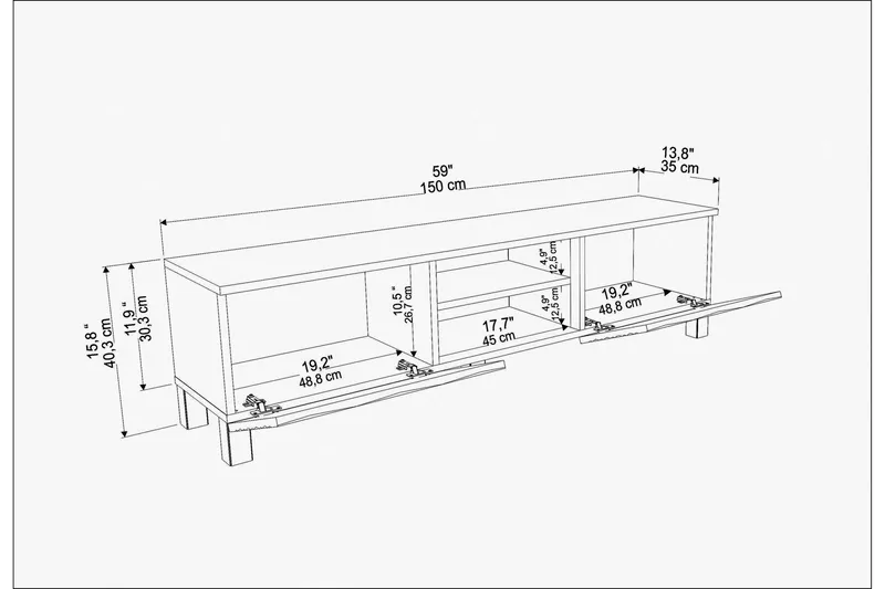 Rinorea TV-Bord 150x40,3 cm - Hvid - Møbler - TV borde & mediemøbler - TV-borde
