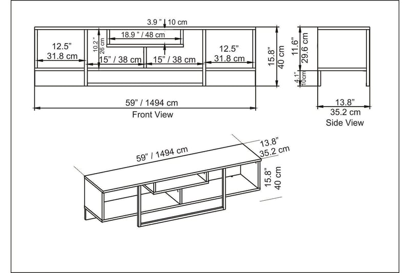 Rinorea TV-Bord 150x40 cm - Sort - TV-borde